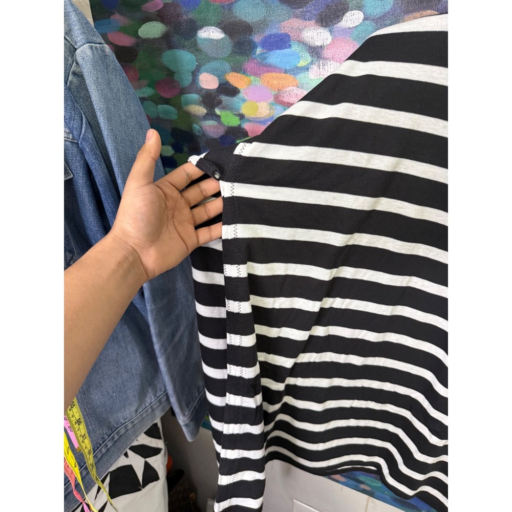 Vintage 80s Multiples Sandra Garratt Black White Striped Top Skirt Set - Picture 9 of 9